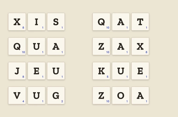 Three-Letter Words for Timed Word Games: A Self-Test for the Nine Narrowest Letters
