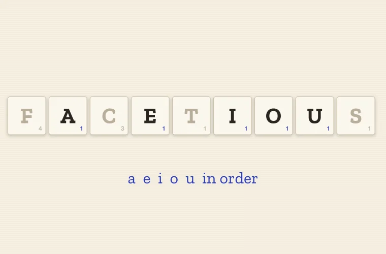 Words With All Five Vowels: The Shortest, the Orderly and the Backwards